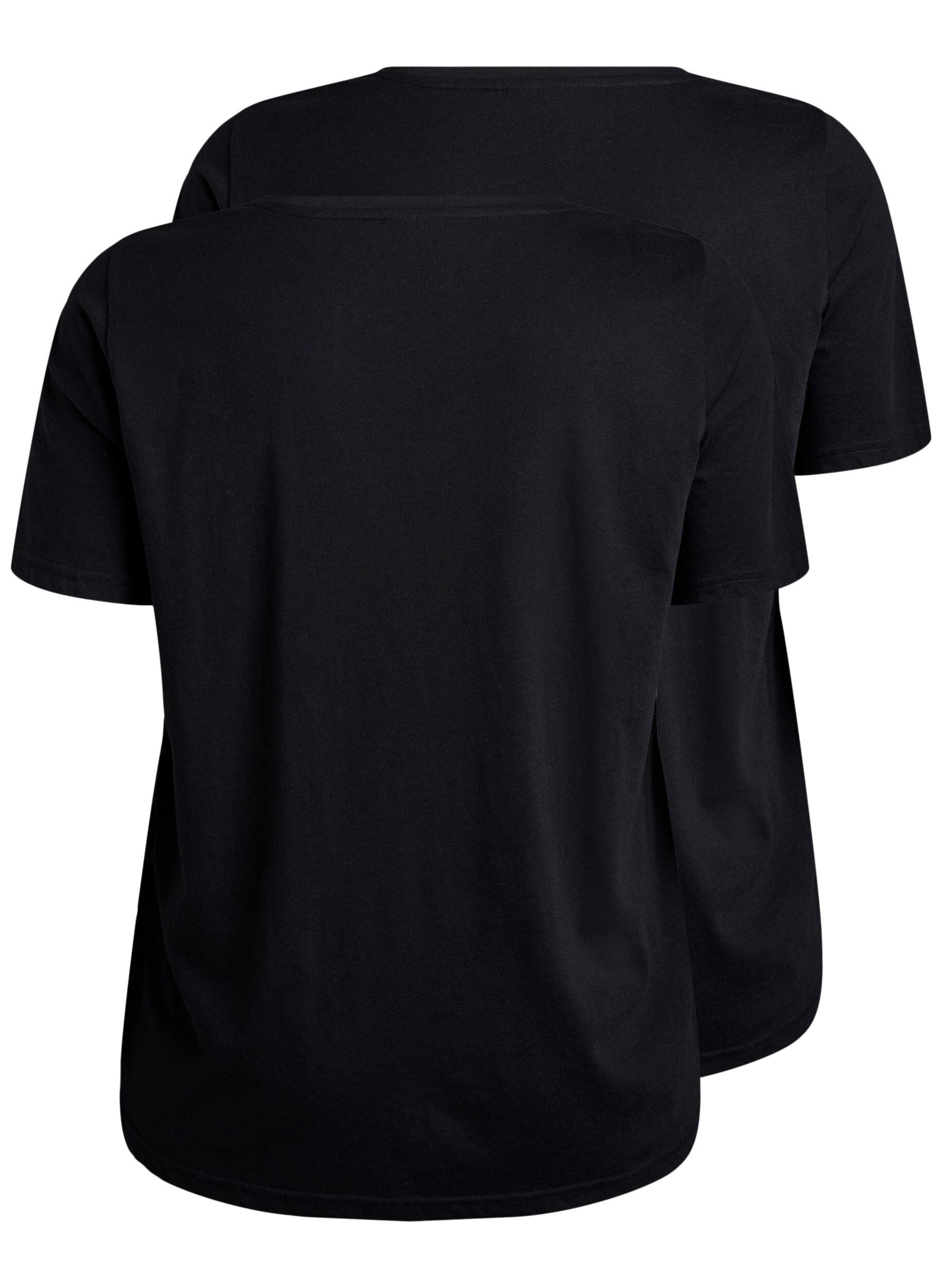 Zizzifashion2-pack t-shirts with v-neck, Black, Packshot image number 1