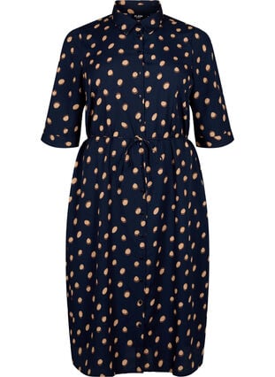 FLASH - Shirt dress with polka dots, Blue Double Dot, Packshot image number 0