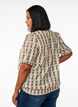 Printed blouse with a smocked hem, Egret AOP, Model image number 1
