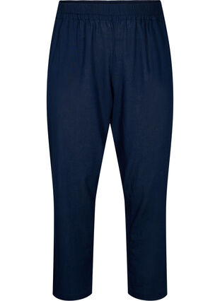 Plain cotton trousers with linen, Navy Blazer, Packshot image number 0