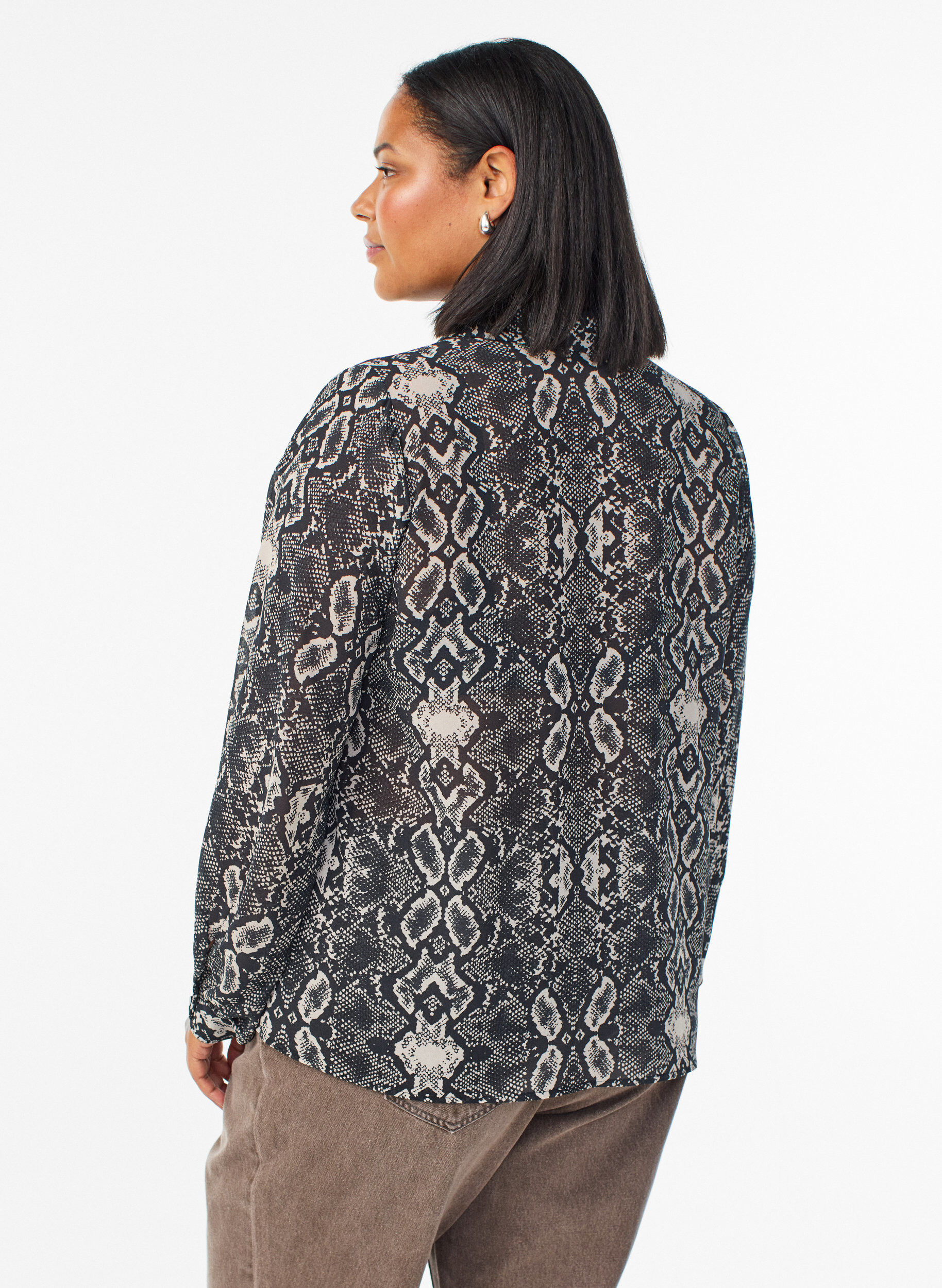 Zizzifashion Long-sleeved shirt with snake print, Dark Grey, Model image number 2