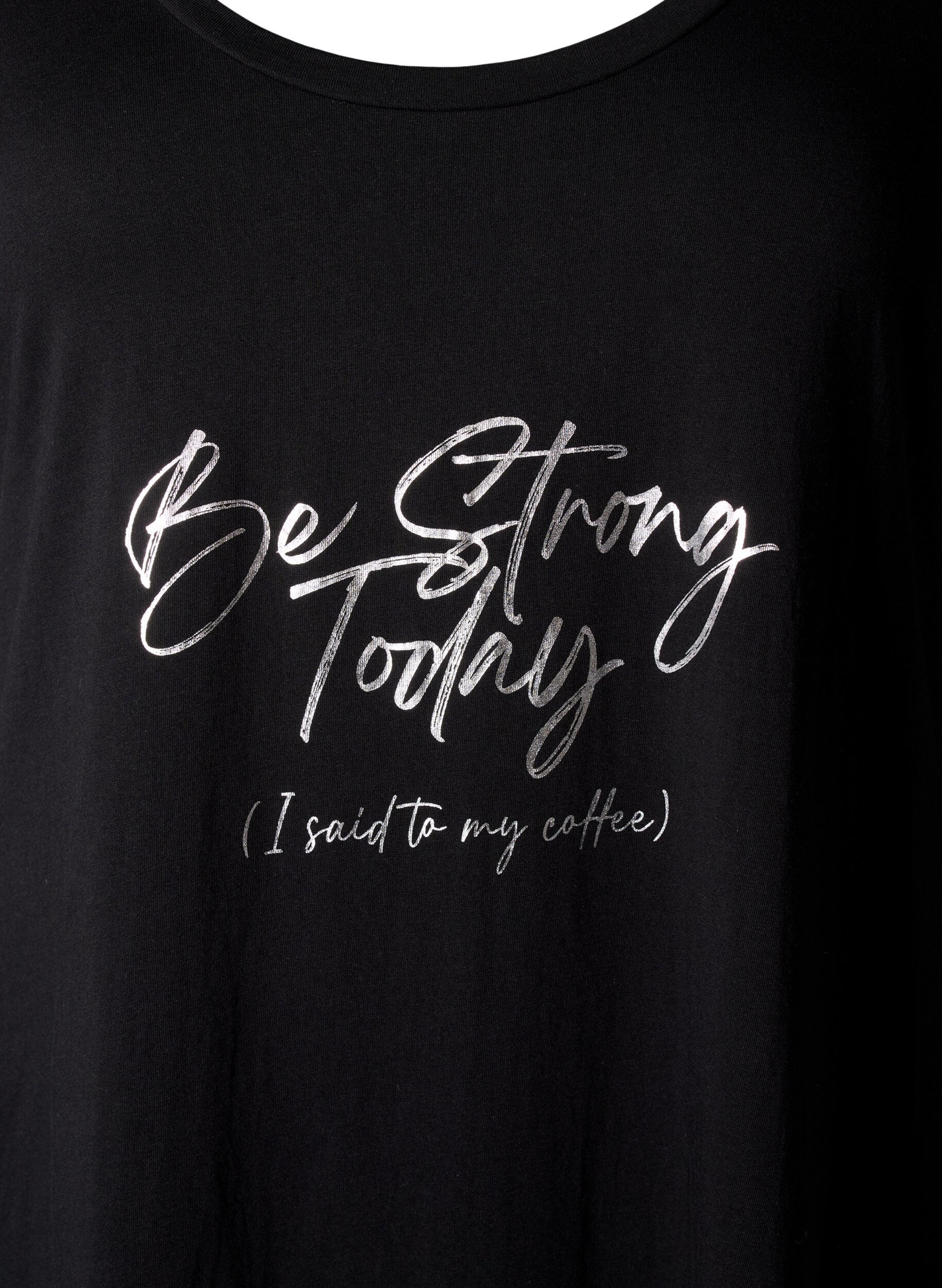 Zizzifashion Short-sleeved nightgown in organic cotton, Black, Packshot image number 2