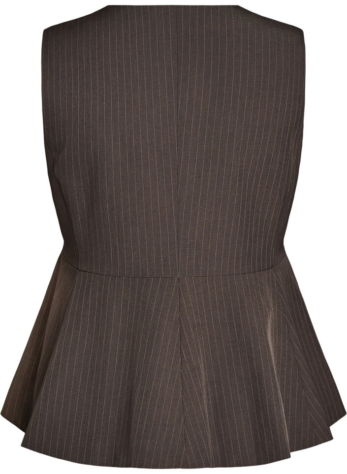 Pinstriped waistcoat with peplum, Brown, Packshot image number 1