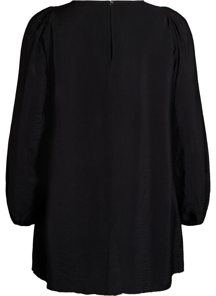 Tunic in viscose with lace detail, Black, Packshot image number 1