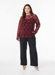 Long-sleeved mesh blouse with lace pattern, Dark Bordeaux, Model image number 1