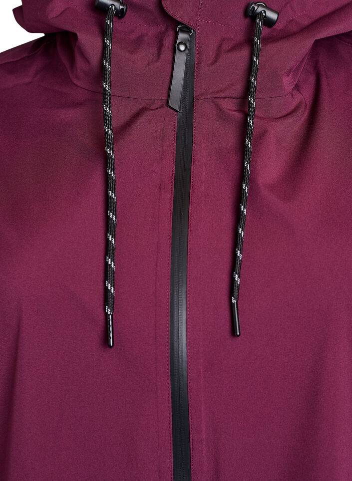 Rain jacket with pockets and hood, Dark Bordeaux, Packshot image number 2