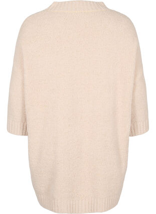 Long knitted jumper in soft teddy, Pumice Stone, Packshot image number 1