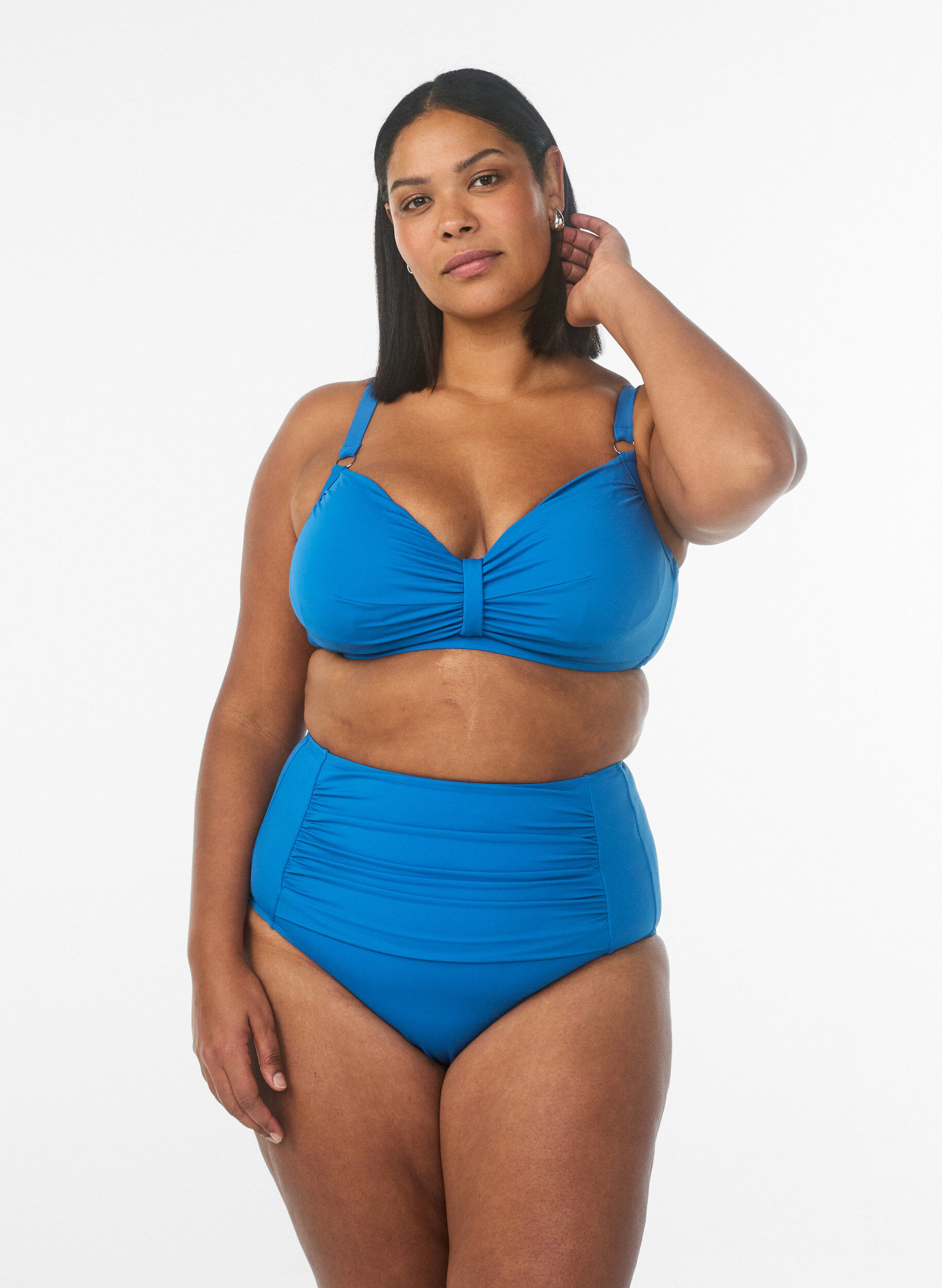 ZizzifashionUnderwire bikini bra with draping, Blue, Model image number 1