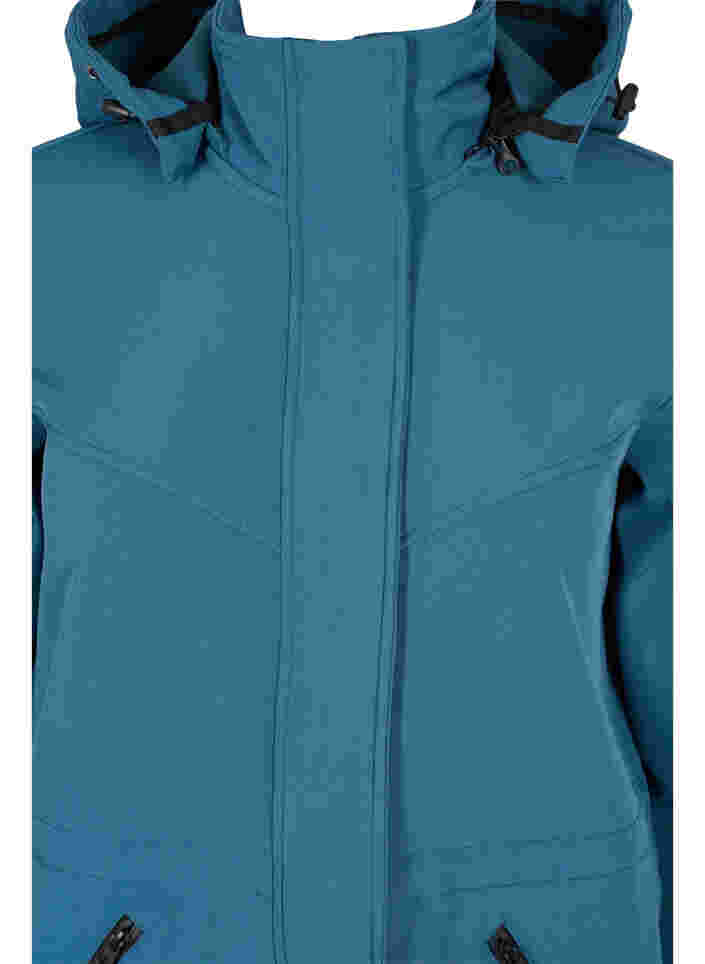 Long, hooded softshell jacket, Stargazer Solid, Packshot image number 2