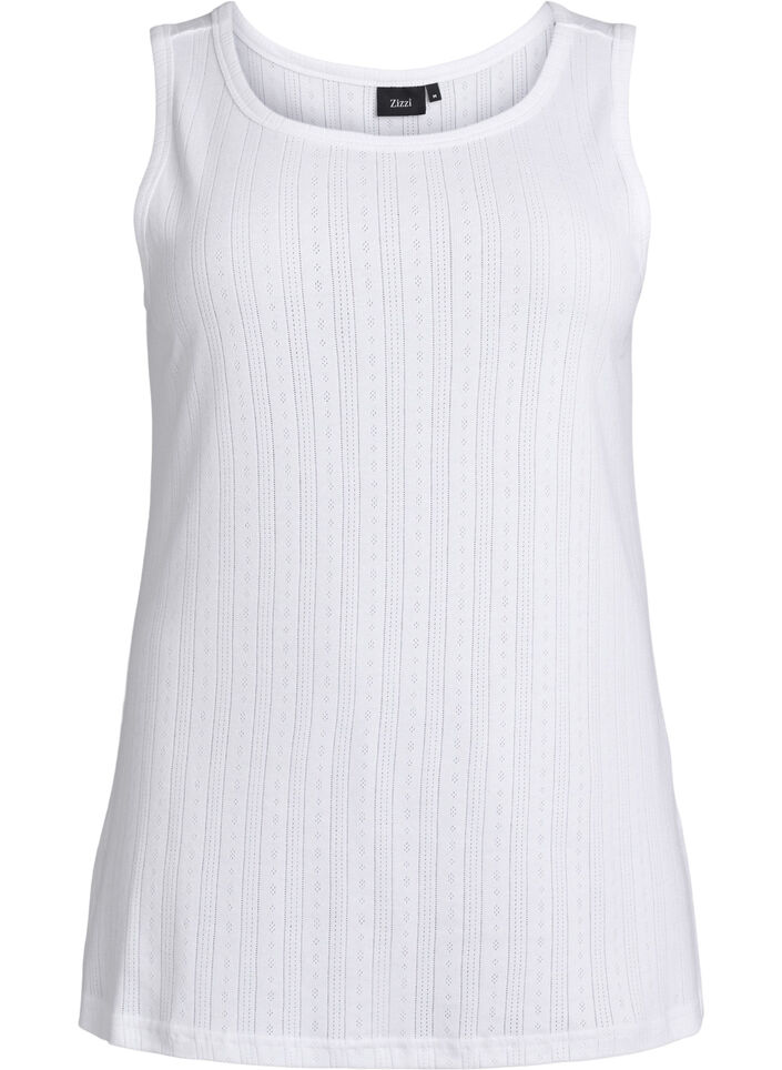 Night top in organic cotton with a textured pattern, White, Packshot image number 0