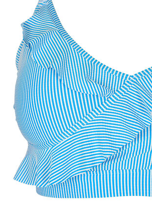 Striped bikini top with ruffle, BlueWhite Stripe AOP, Packshot image number 2