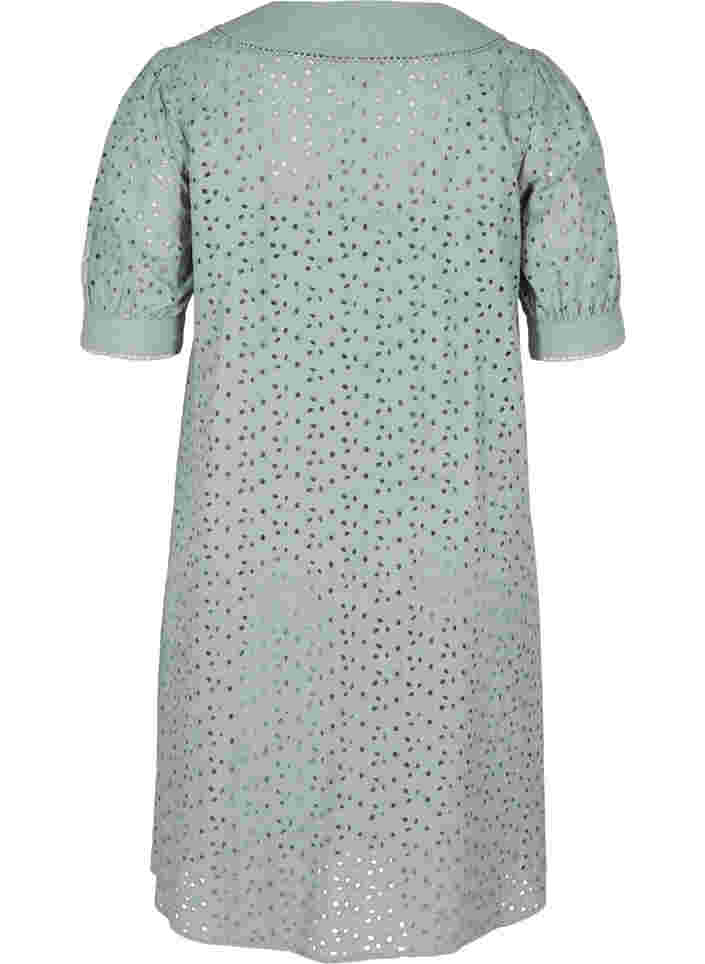 Cotton dress with broderie anglaise, Silver Blue, Packshot image number 1