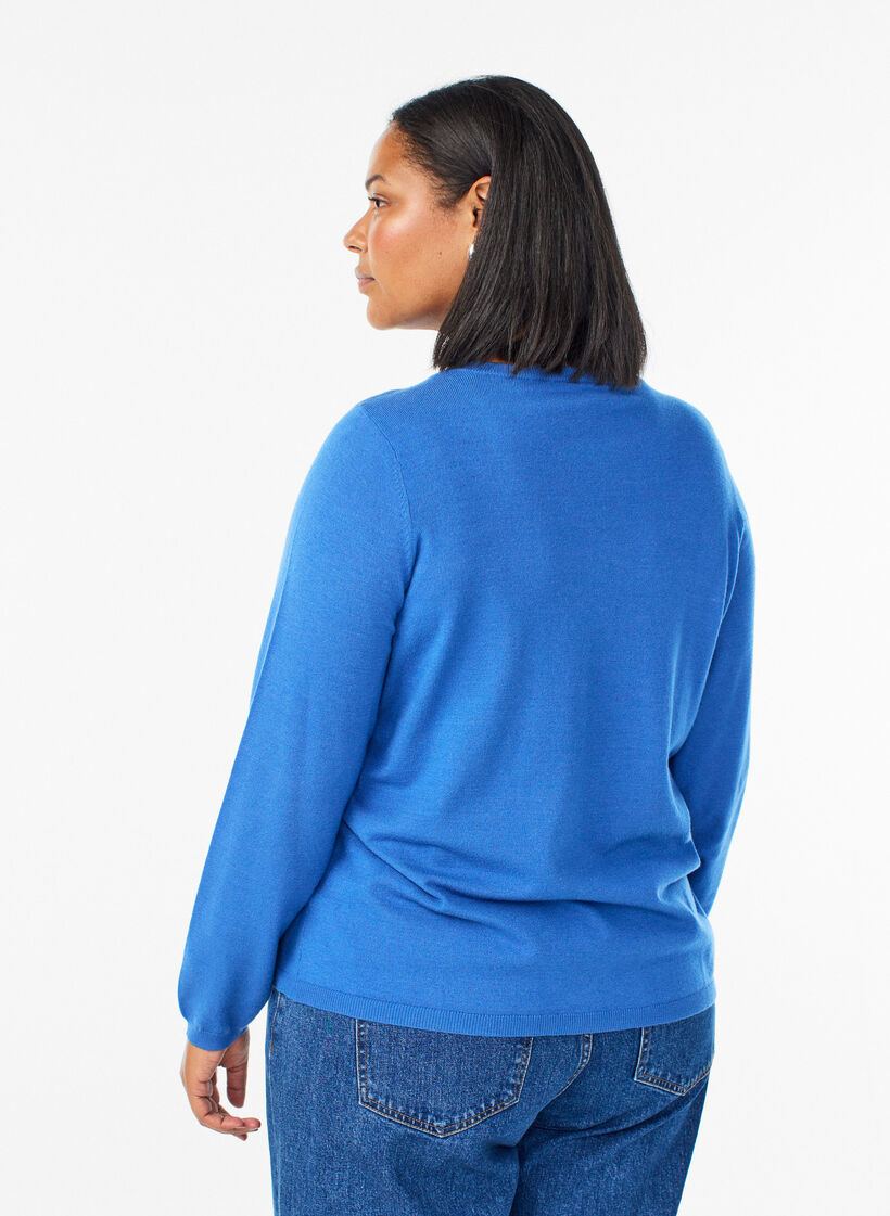 Cardigan with round buttons, Blue, Model image number 2