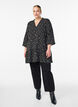 Tunic with an embroidered floral pattern and 3/4 sleeves, Black, Model image number 1