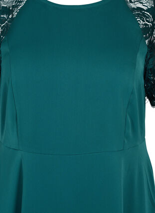 Midi dress with short lace sleeves, Deep Teal, Packshot image number 2