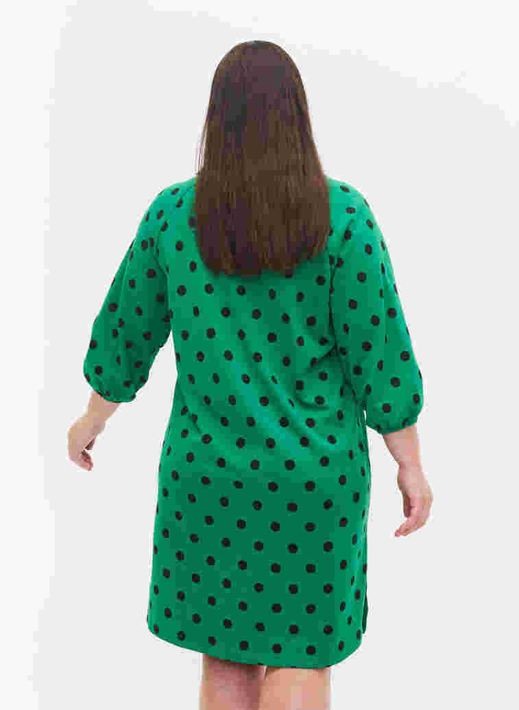 Polka dot dress with 3/4 sleeves, Jolly Green Dot, Model image number 1