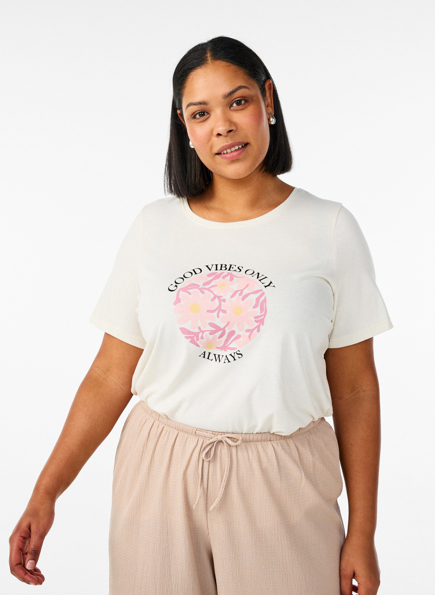 ZizzifashionT-shirt with motif, Vanilla, Model image number 0