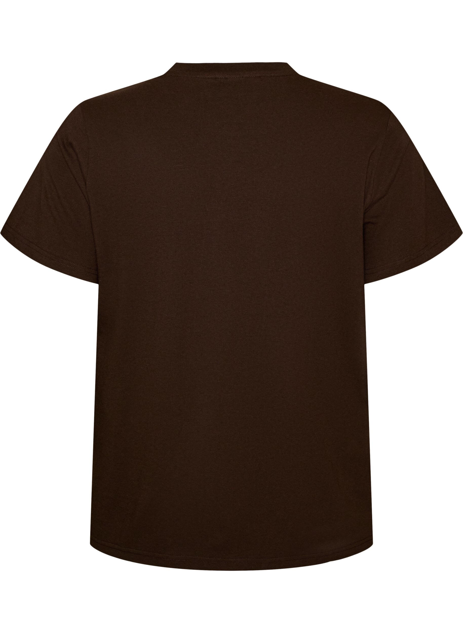ZizzifashionOrganic cotton T-shirt with front print, Brown, Packshot image number 1