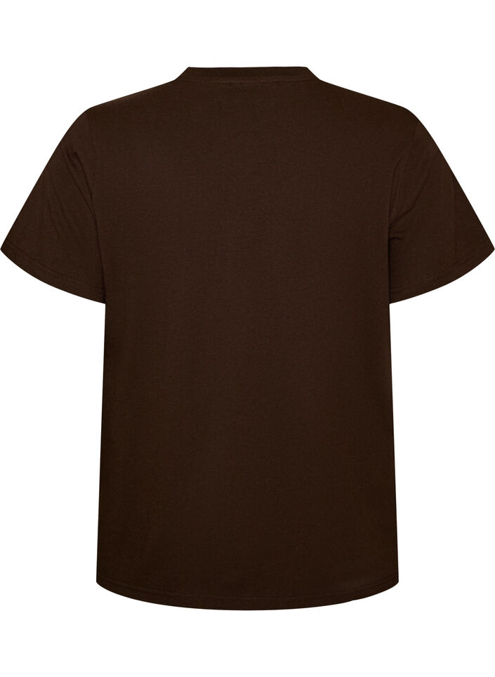 Organic cotton T-shirt with front print, Brown, Packshot image number 1