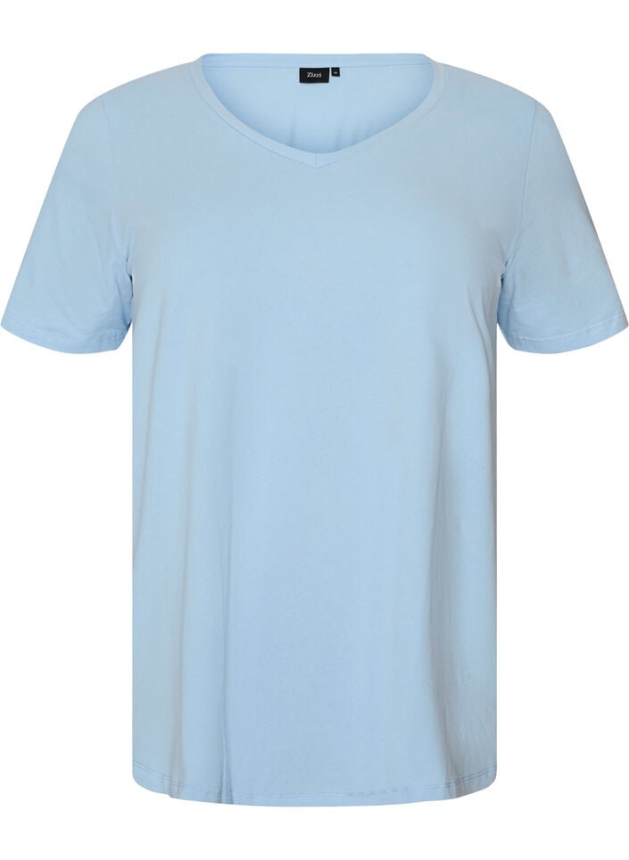 Basic plain cotton t-shirt, Light Blue, Packshot image number 0