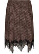 Midi skirt with lace trim and check pattern, Brown, Packshot image number 1
