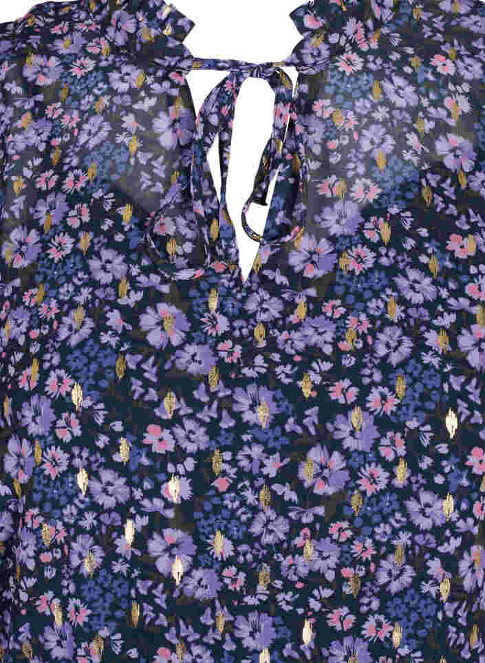Tunic with floral print and lurex, Purple Ditzy Flower, Packshot image number 2