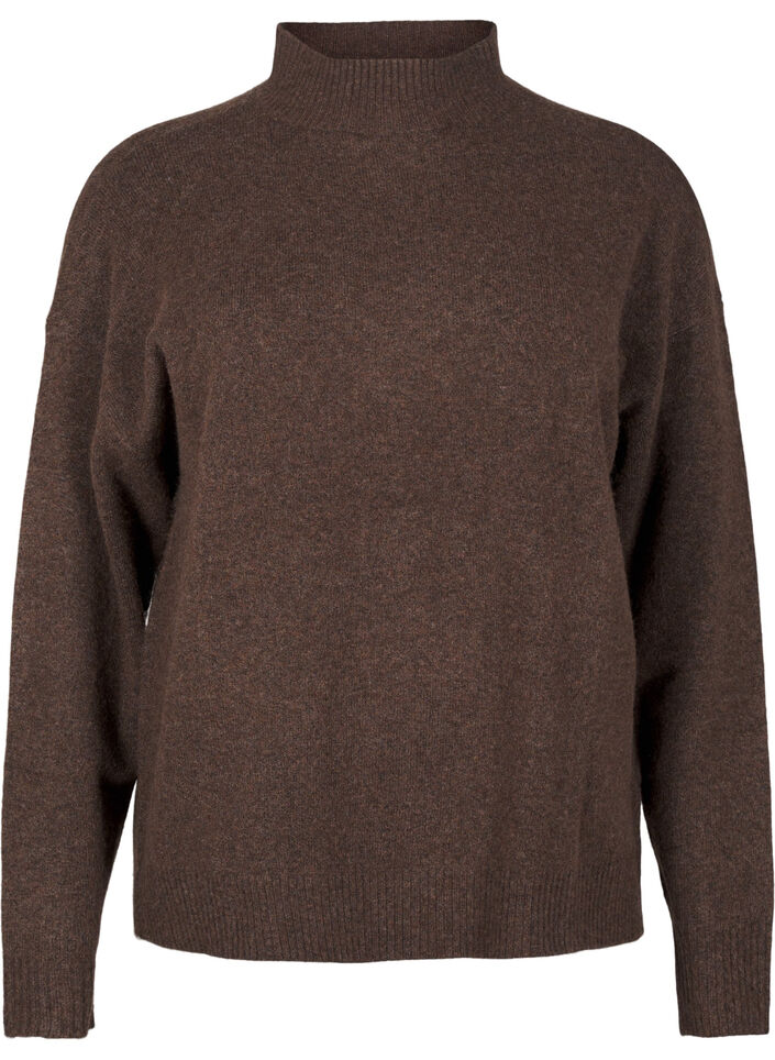 Knitted wool blouse with high neck, Rain Drum Mel., Packshot image number 0