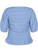 Smock blouse with a ruffle hem and boat neck, Blue, Packshot image number 1