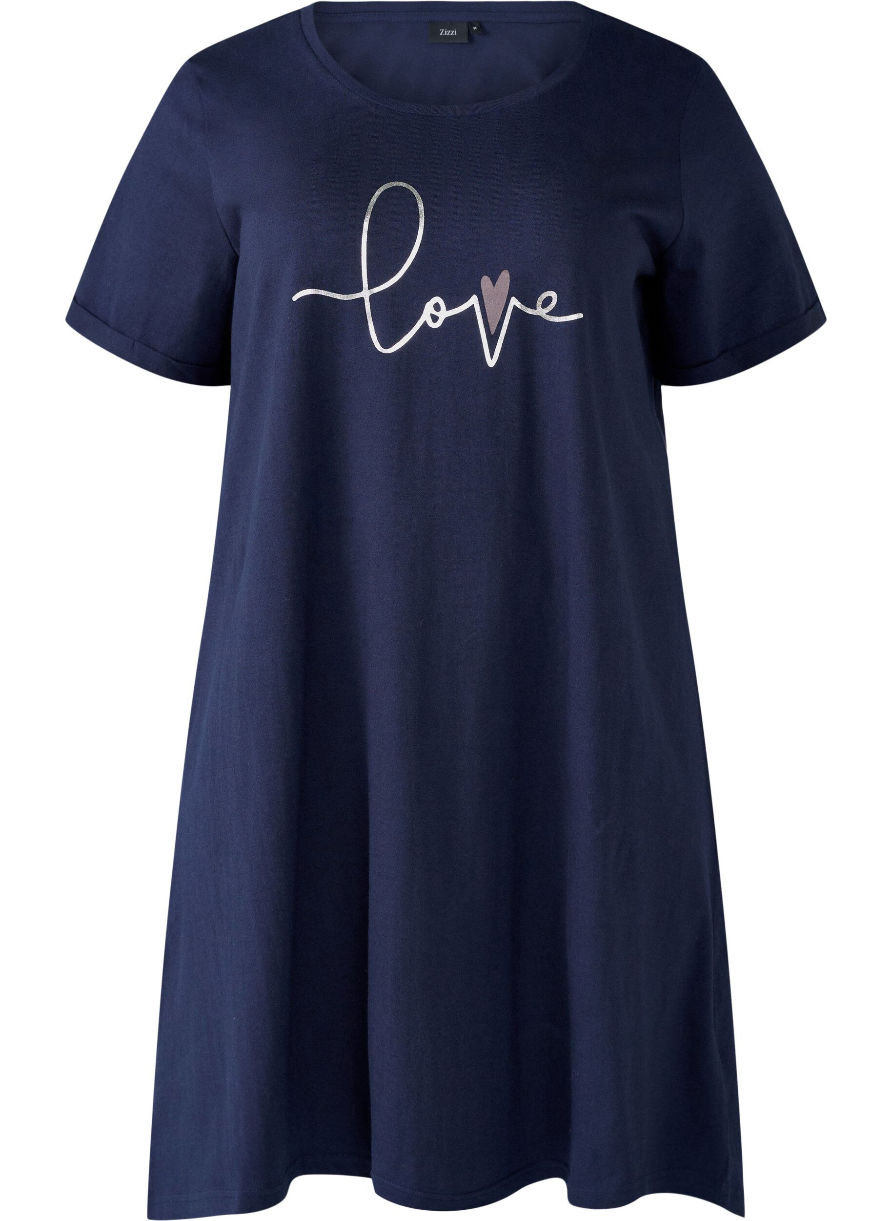 Zizzifashion Short-sleeved nightgown in organic cotton, Blue, Packshot image number 0