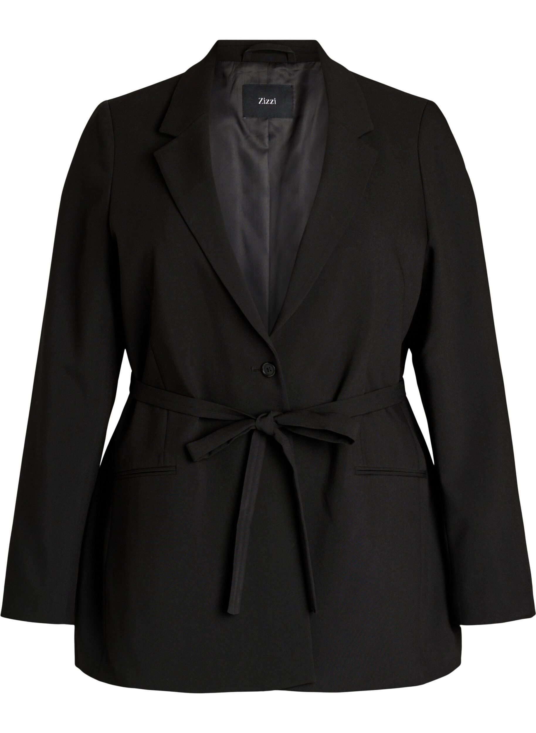 ZizzifashionBlazer with detachable tie belt, Black, Packshot image number 0