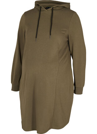 Maternity sweater dress with hood, Ivy Green, Packshot image number 0