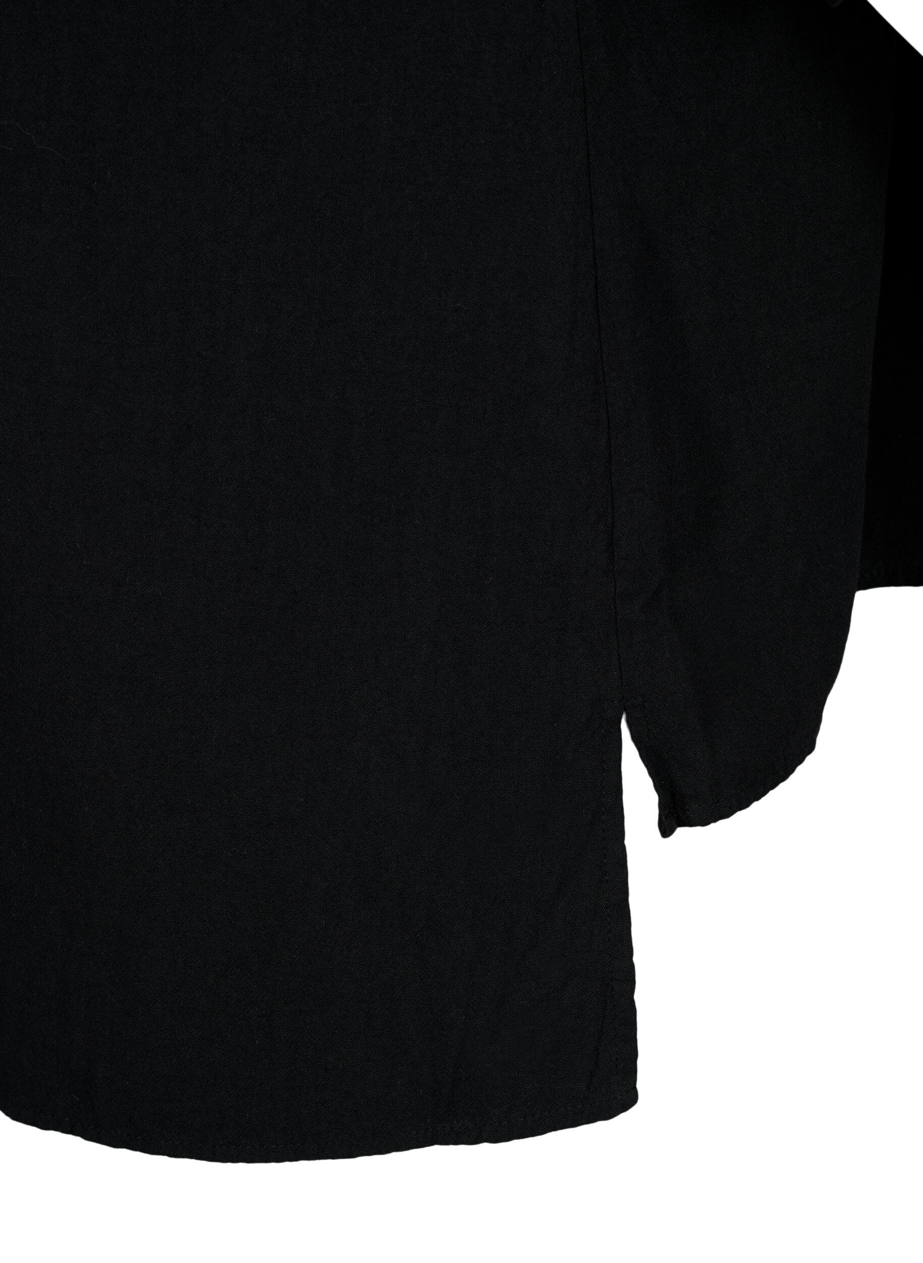 Zizzifashion FLASH - Cotton blouse with half-length sleeves, Black, Packshot image number 3