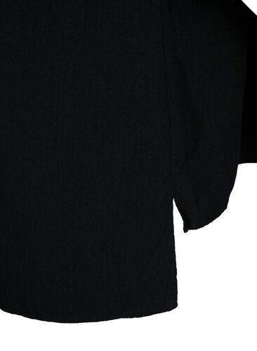 FLASH - Cotton blouse with half-length sleeves, Black, Packshot image number 3