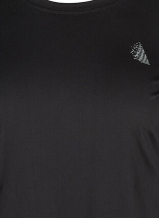 Sports blouse with long sleeves and text print, Black, Packshot image number 2