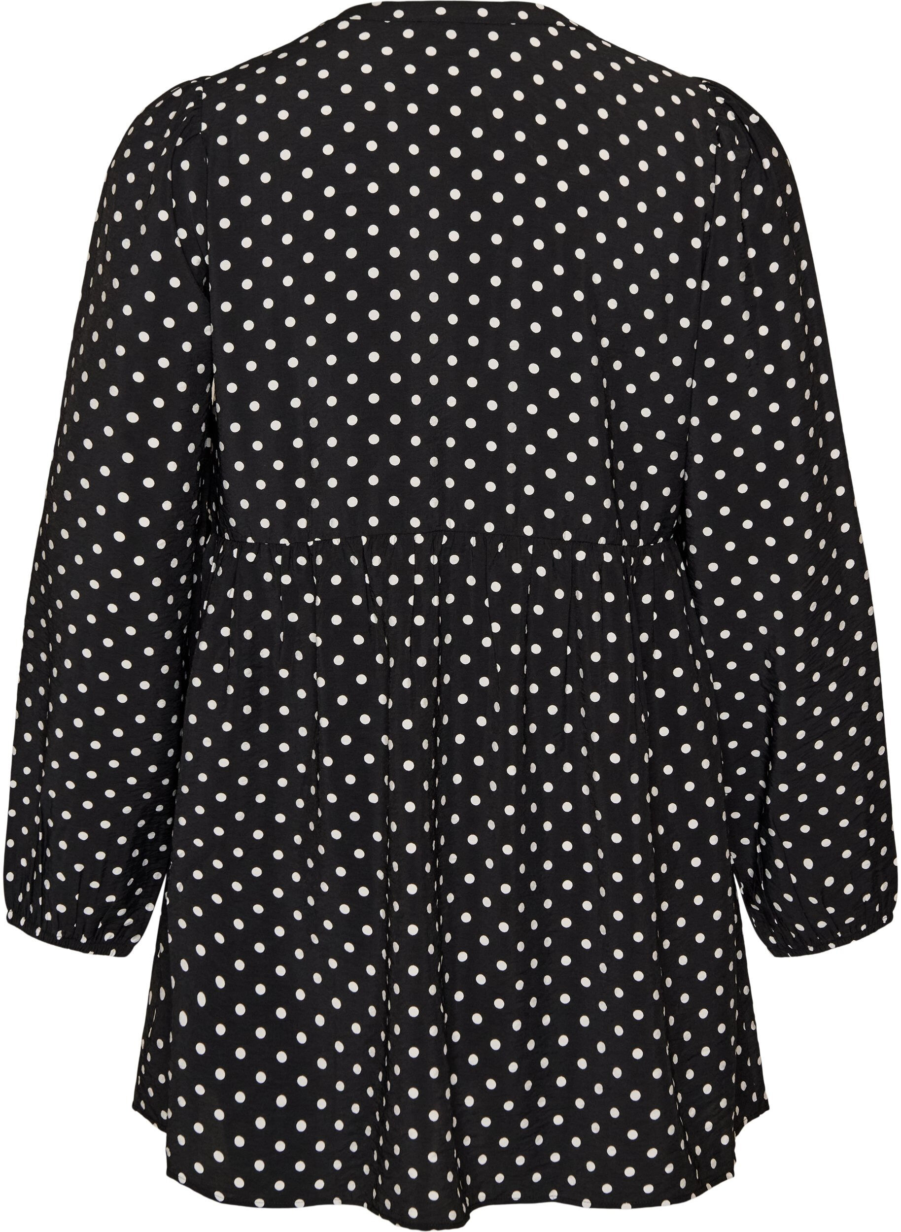 ZizzifashionPolka dot tunic with empire line and A-line shape, Black, Packshot image number 1