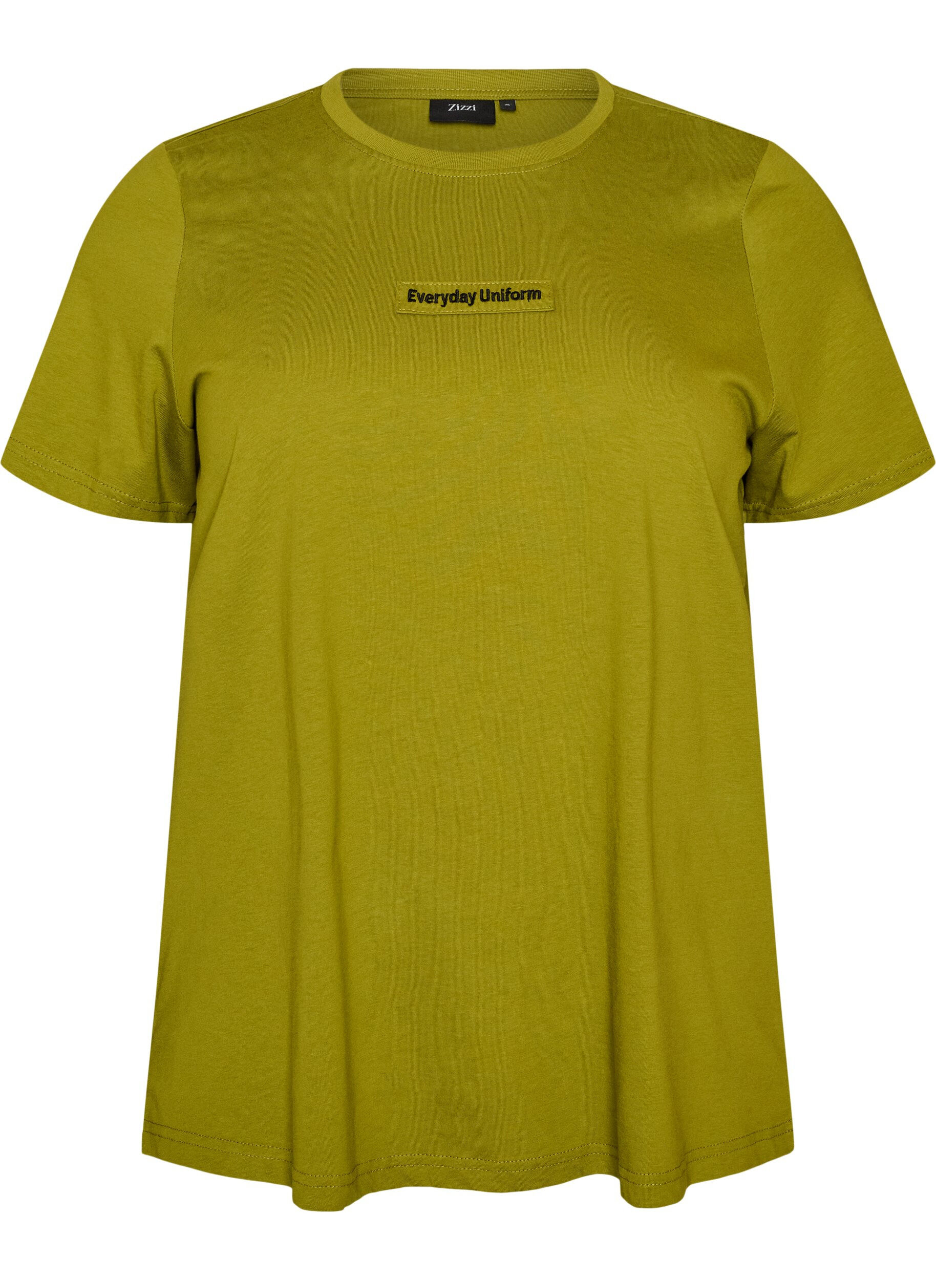 ZizzifashionCotton T-shirt with text badge, Green, Packshot image number 0