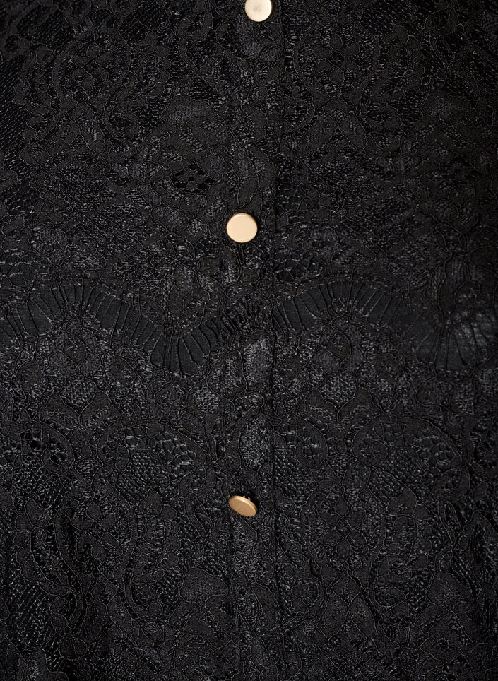 Lace blouse with decorative buttons, Black, Packshot image number 2