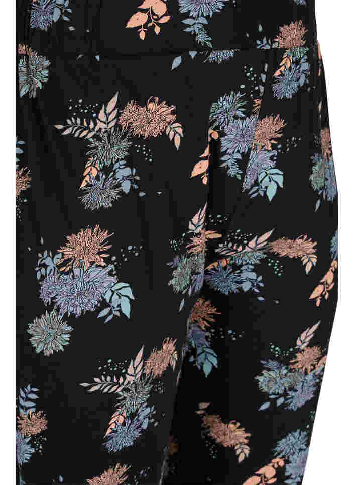 Cotton night trousers with floral print, Black Flower AOP, Packshot image number 2
