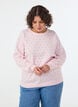 Knitted blouse with small polka dots, Pink, Model image number 0