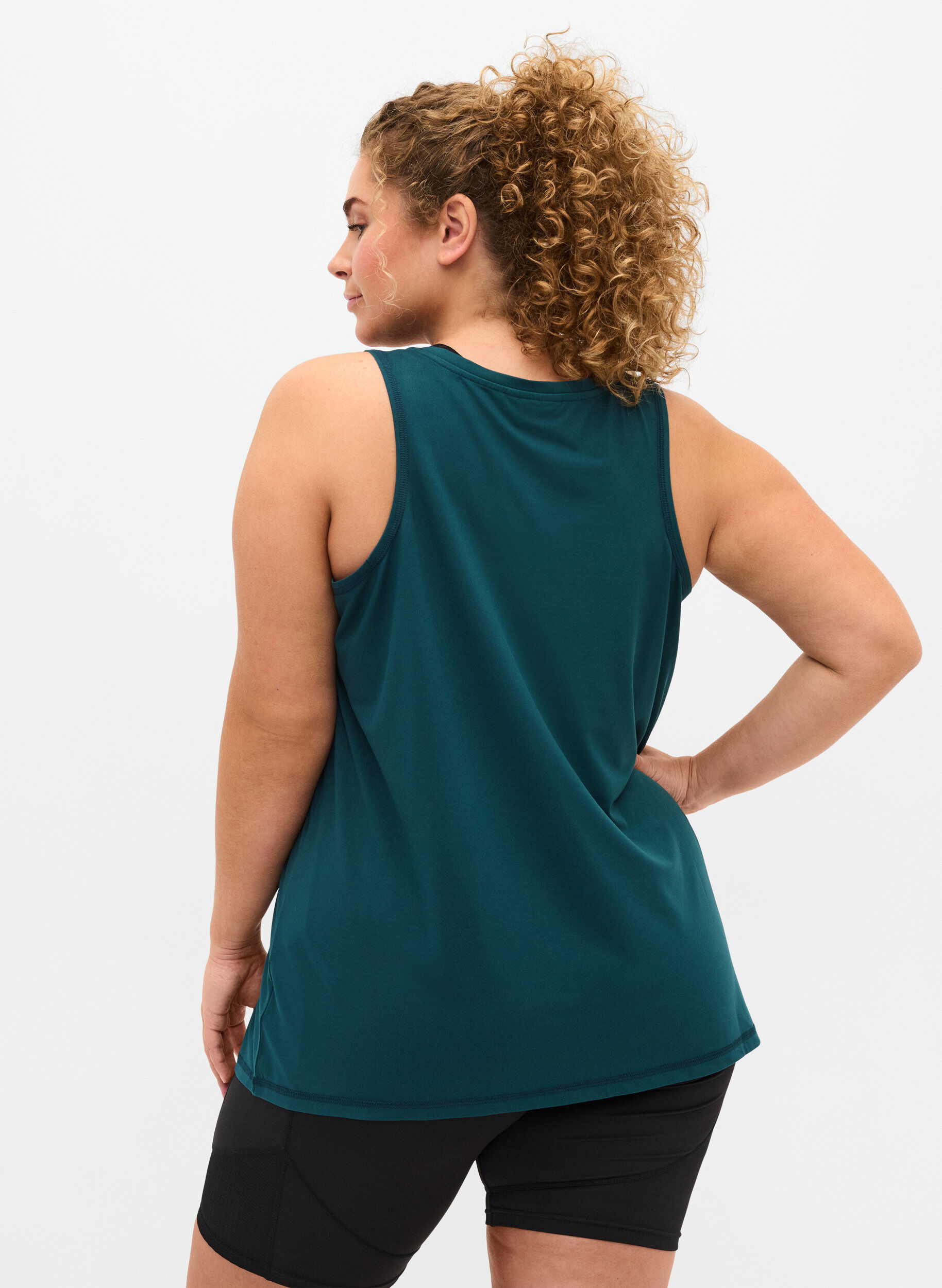 Zizzifashion Plain-coloured sports top with round neck, Green, Model image number 2