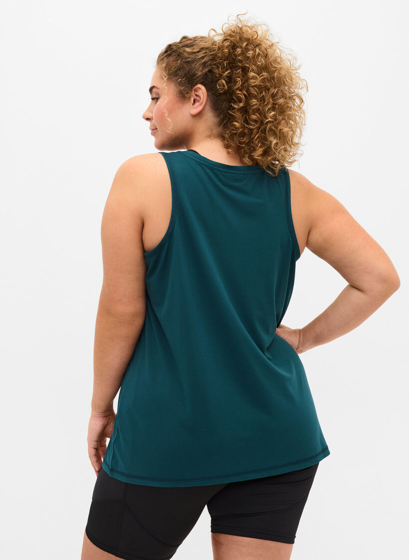 Plain-coloured sports top with round neck, Green, Model image number 2