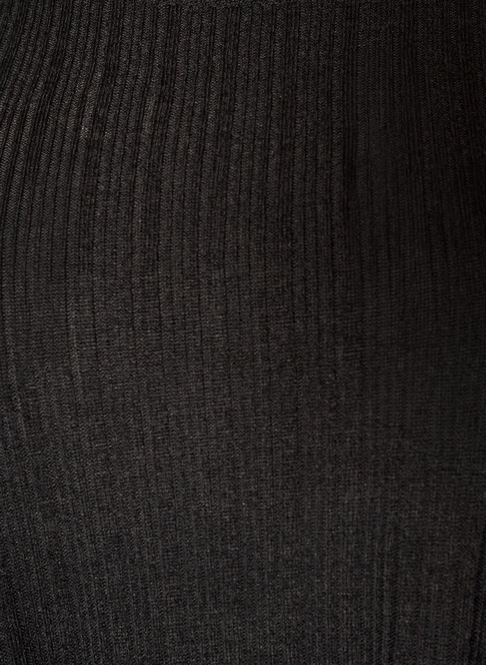 Jersey blouse with ribbed structure and long sleeves, Black, Packshot image number 2