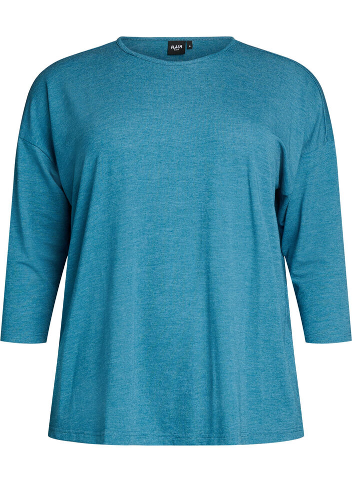 Jersey blouse with 3/4 sleeves, Blue, Packshot image number 0