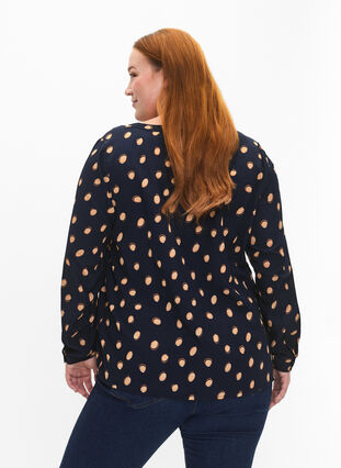 FLASH - Long sleeve blouse with print, Blue Double Dot, Model image number 1