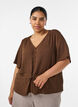 Blouse with texture and a tie-waist, Brown, Model image number 0