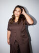 Pinstripe blouse with rhinestones and buttons, Brown, Model image number 0