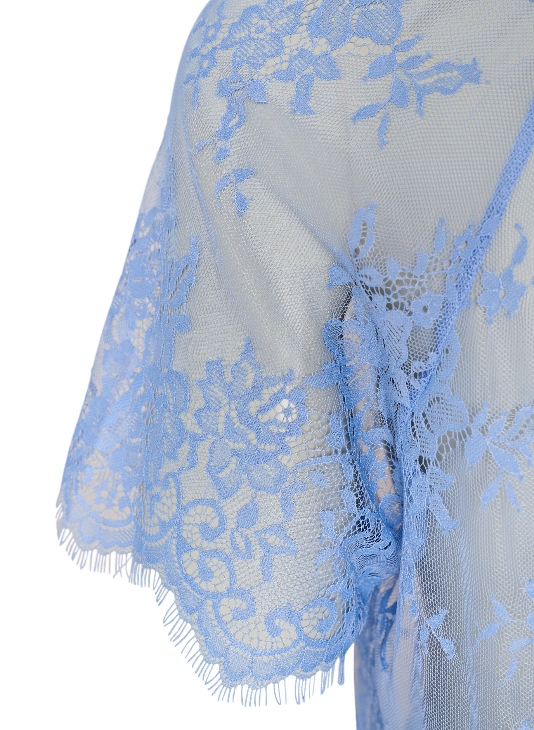 ZizzifashionShort-sleeved lace blouse with tie-fastening, Purple, Packshot image number 3
