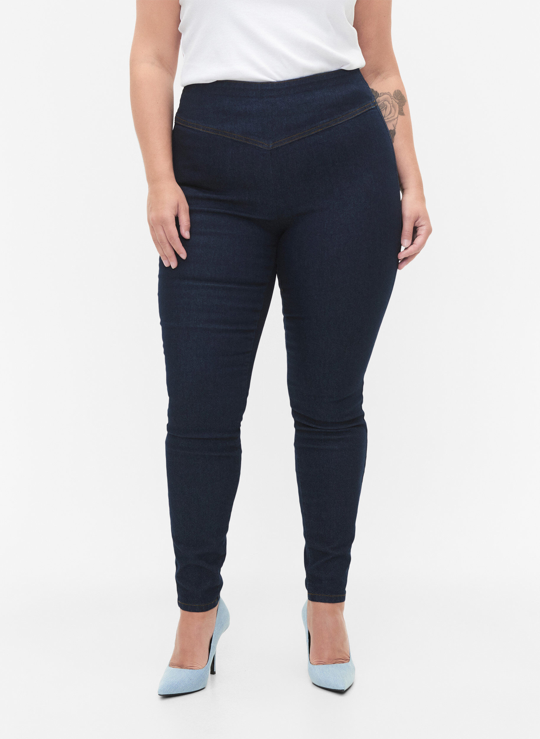 Zizzifashion Stretchy cotton blend jeggings, Dark blue, Model image number 2