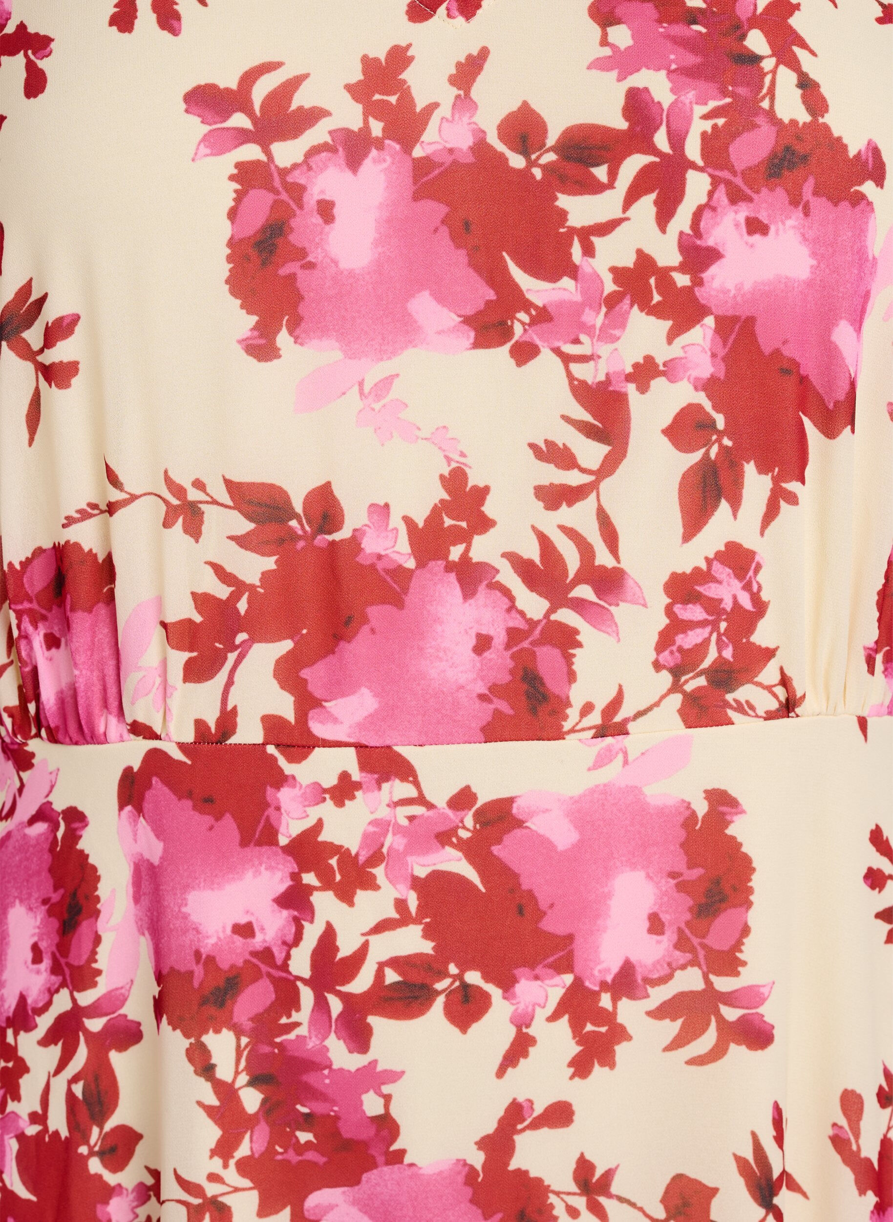 ZizzifashionFloral chiffon dress with ruffle details and a V-neck, Pink, Packshot image number 2