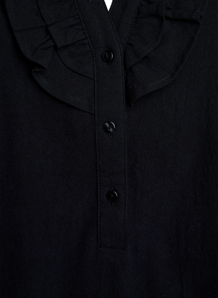 3/4 Sleeve cotton blouse, Black, Packshot image number 2